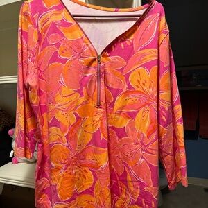 Belle by Kim gravel sz xl Vibrant Pink and Orange Floral Top